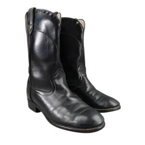 Laredo Boots Kids 5 Western Cowboy Roper Vintage Leather Black Round Toe Classic